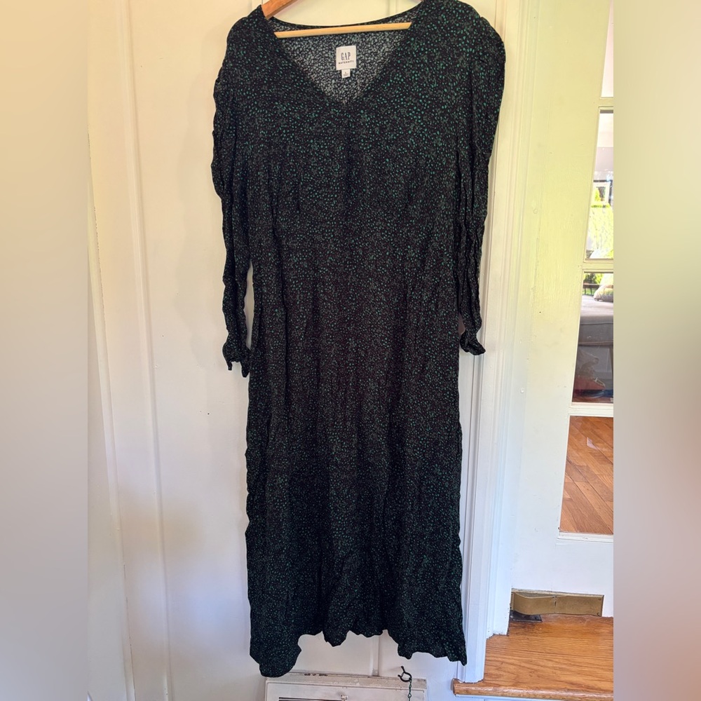 GAP Black and Green Dotted Women's Maternity Dress